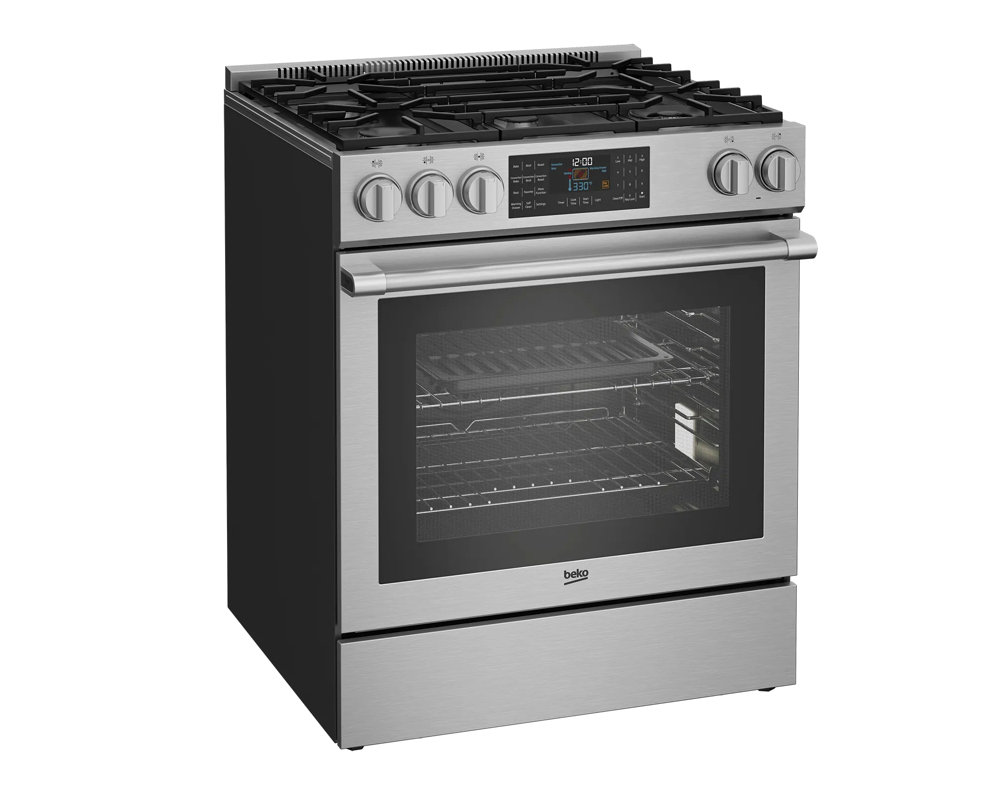 Beko SLGR30532SS 30" Stainless Steel Slide-In Gas Range