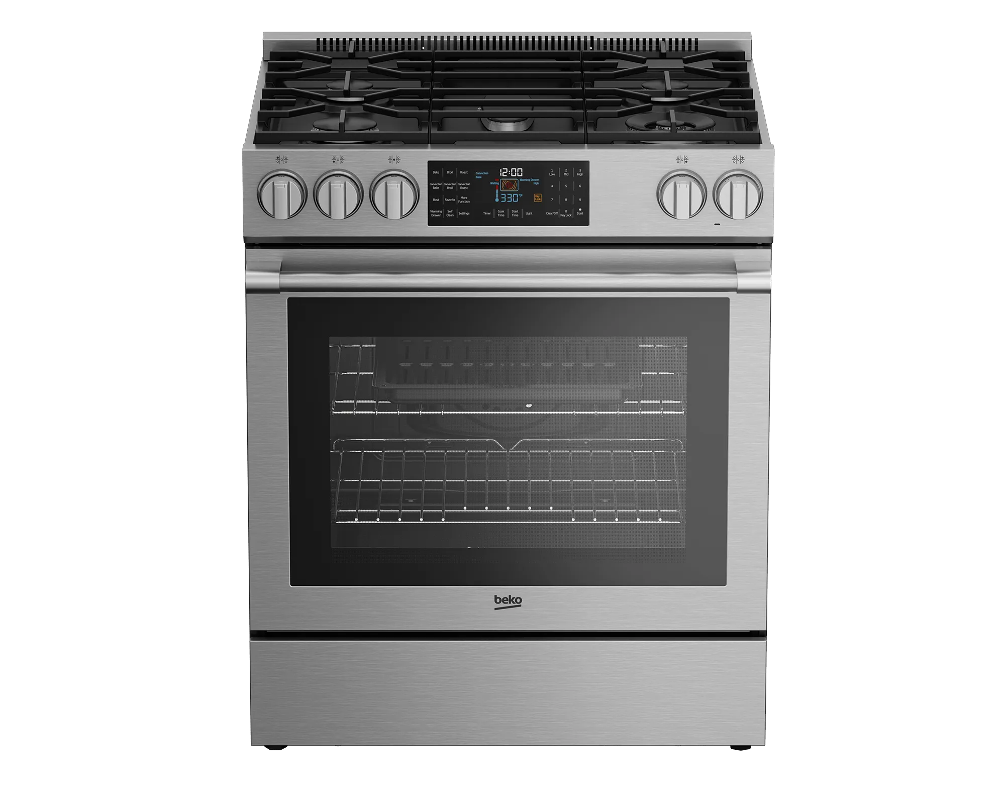 Beko SLGR30532SS 30" Stainless Steel Slide-In Gas Range Slide In Ranges front control slide-in stove