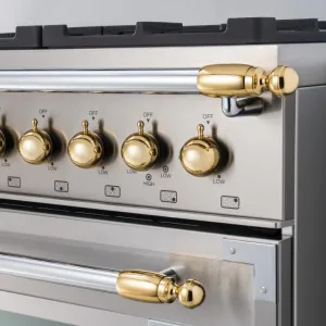 Bertazzoni DSHERTKHGO Gold Decor Knob Set For Range And Hood Gold Range Accessories oven racks and replacement trays