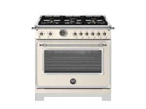Bertazzoni  HER366BCFEPAVT range_continuous_grates36 Inch Dual Fuel Range, 6 Brass Burner And Cast Iron Griddle, Electric Self-Clean Oven Avorio Professional Ranges 6 burner professional gas range