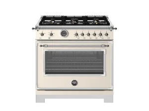 Bertazzoni HER366BCFGMAVT 36 Inch All Gas Range, 6 Brass Burners And Cast Iron Griddle Avorio Professional Ranges 6 burner professional gas range