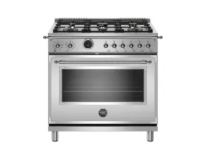 Bertazzoni HERT366DFSXT 36 Inch Dual Fuel Range, 6 Brass Burner, Electric Self-Clean Gray Professional Ranges commercial oven for home kitchen