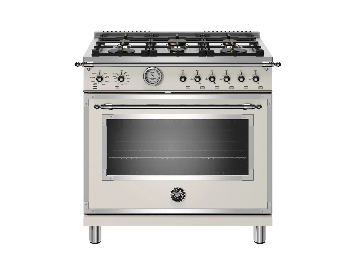 Bertazzoni HERT366GASAVT 36 Inch All Gas Range, 6 Brass Burners Avorio Professional Ranges commercial oven for home kitchen