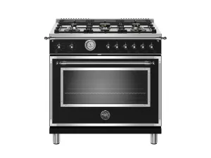 Bertazzoni HERT366GASNET 36 Inch All Gas Range, 6 Brass Burners Nero Matt Professional Ranges commercial oven for home kitchen