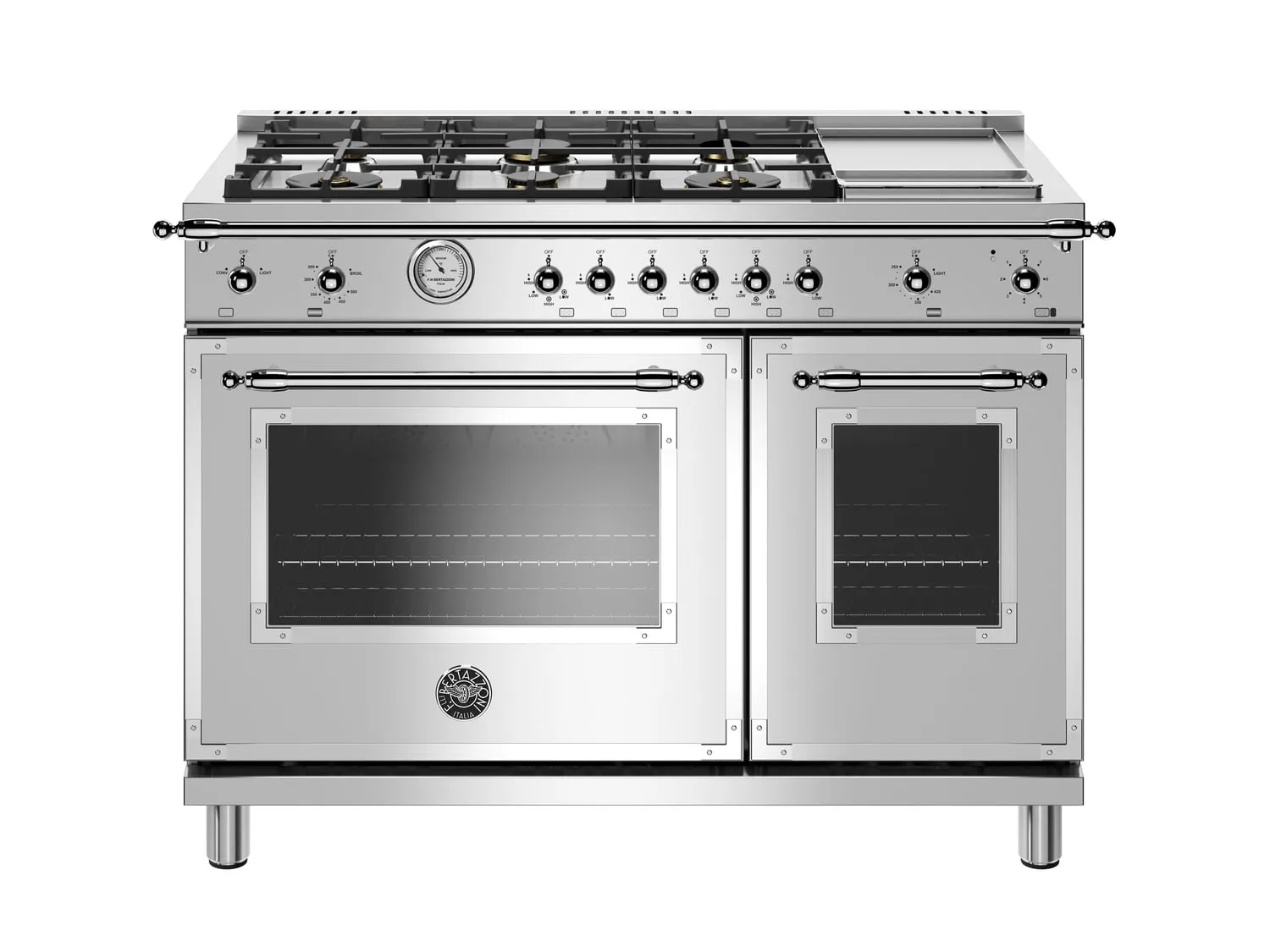 Bertazzoni HERT486GGASXT 48 Inch All-Gas Range 6 Brass Burner And Griddle Stainless Steel Professional Ranges commercial oven for home kitchen