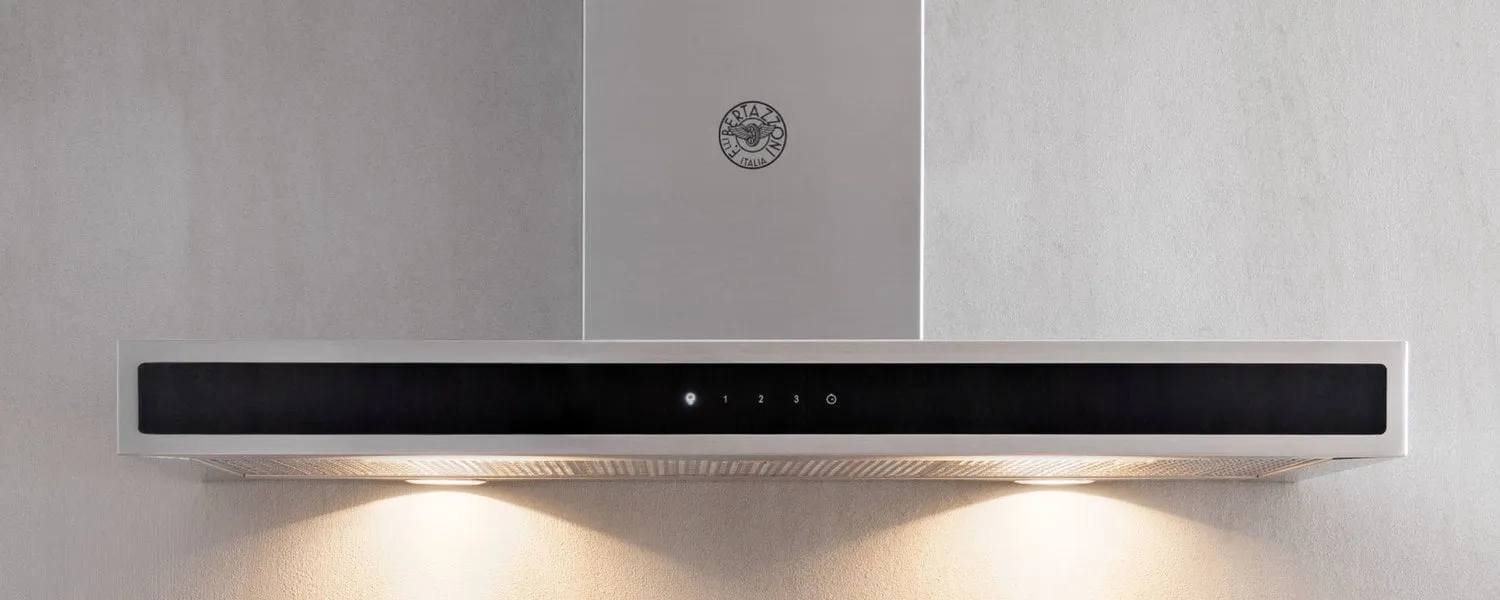 Bertazzoni KG48X 48 Wallmount Hood, Glass Front, 1 Motor 600 Cfm Stainless Steel