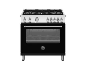 Bertazzoni MAS365DFMNEV 36 Inch Dual Fuel Range, 5 Burner, Electric Oven Nero Matt Professional Ranges 6 burner professional gas range