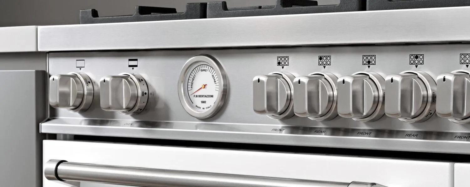 Bertazzoni MAS486GGASBIV 48 Inch All Gas Range, 6 Burner And Griddle Bianco Matt