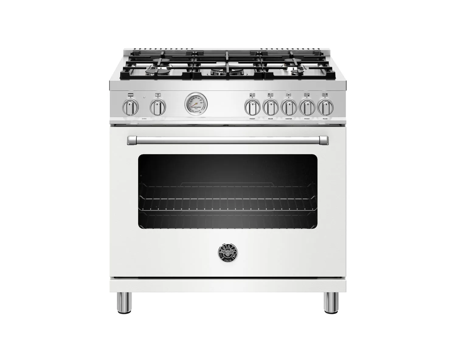 Bertazzoni MAST365DFMBIE 36 Inch Dual Fuel Range, 5 Burner, Electric Oven Bianco Matt Professional Ranges commercial oven for home kitchen