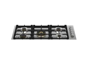 Bertazzoni MAST365QBXT 36 Drop-In Gas Cooktop 5 Brass Burners Stainless Steel Cooktops stainless steel gas cooktop