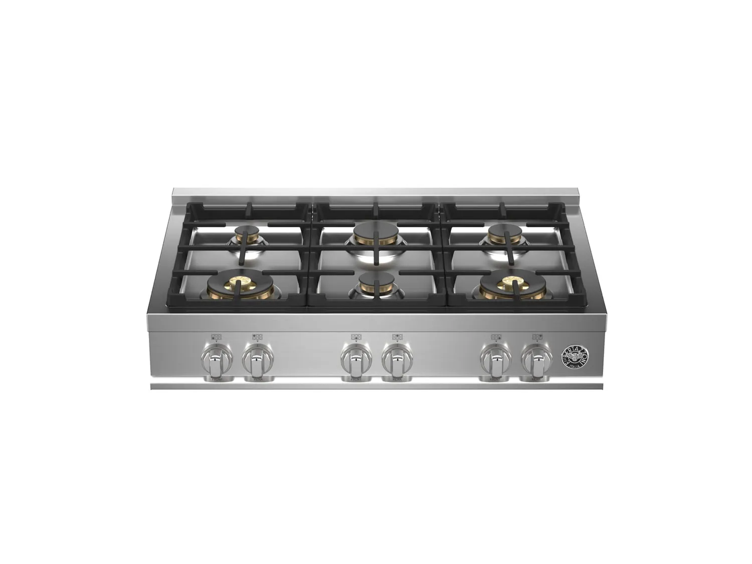 Bertazzoni MAST366RTBXT 36 Gas Rangetop 6 Brass Burners Stainless Steel Cooktops stainless steel gas cooktop
