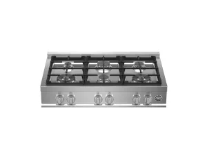 Bertazzoni MAST366RTXE 36 Gas Rangetop 6 Burners Stainless Steel Gas natural gas range with griddle