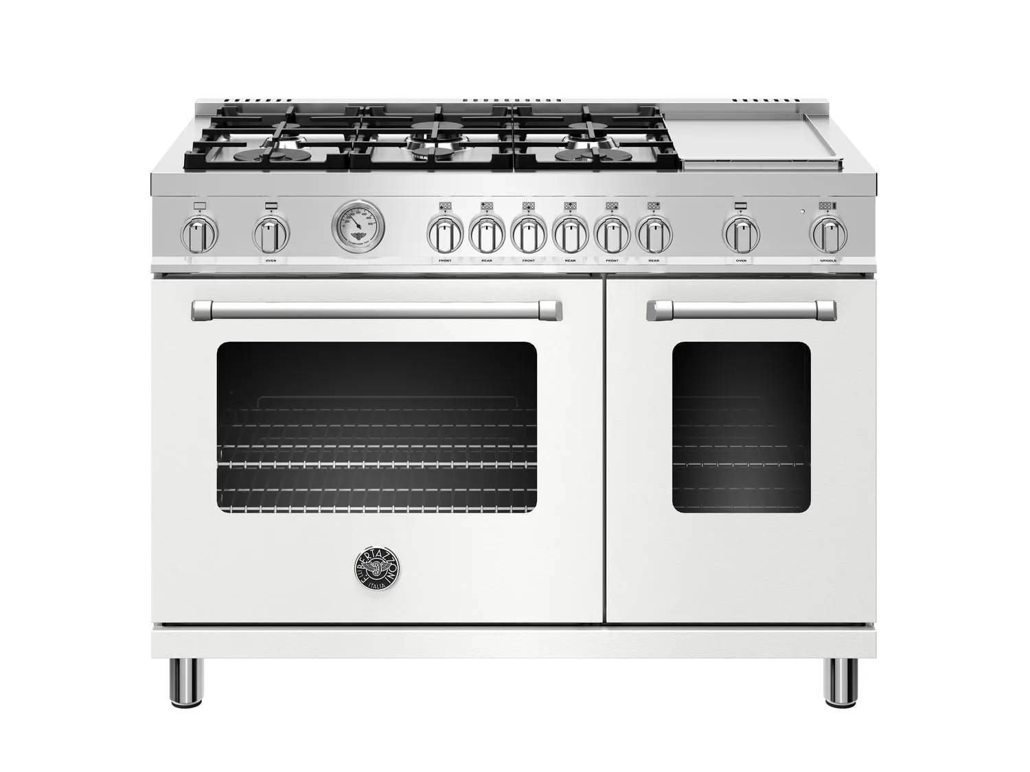 Bertazzoni MAST486GGASBIE 48 Inch All Gas Range, 6 Burner And Griddle Bianco Matt Professional Ranges commercial oven for home kitchen