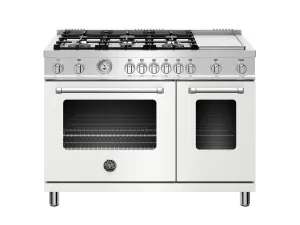 Bertazzoni MAST486GGASBIE 48 Inch All Gas Range, 6 Burner And Griddle Bianco Matt Professional Ranges commercial oven for home kitchen