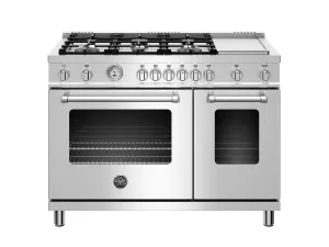 Bertazzoni MAST486GGASXE 48 Inch All Gas Range, 6 Burner And Griddle Stainless Steel Professional Ranges 6 burner professional gas range