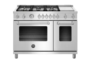 Bertazzoni MAST486GGASXELP 48" Master Series Range - Gas Oven - 6 Aluminum Burners   Griddle - Lp Version Professional Ranges commercial oven for home kitchen