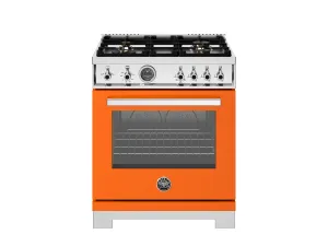 Bertazzoni PRO304BFGMART 30 Inch All Gas Range, 4 Brass Burners Arancio Professional Ranges 6 burner professional gas range