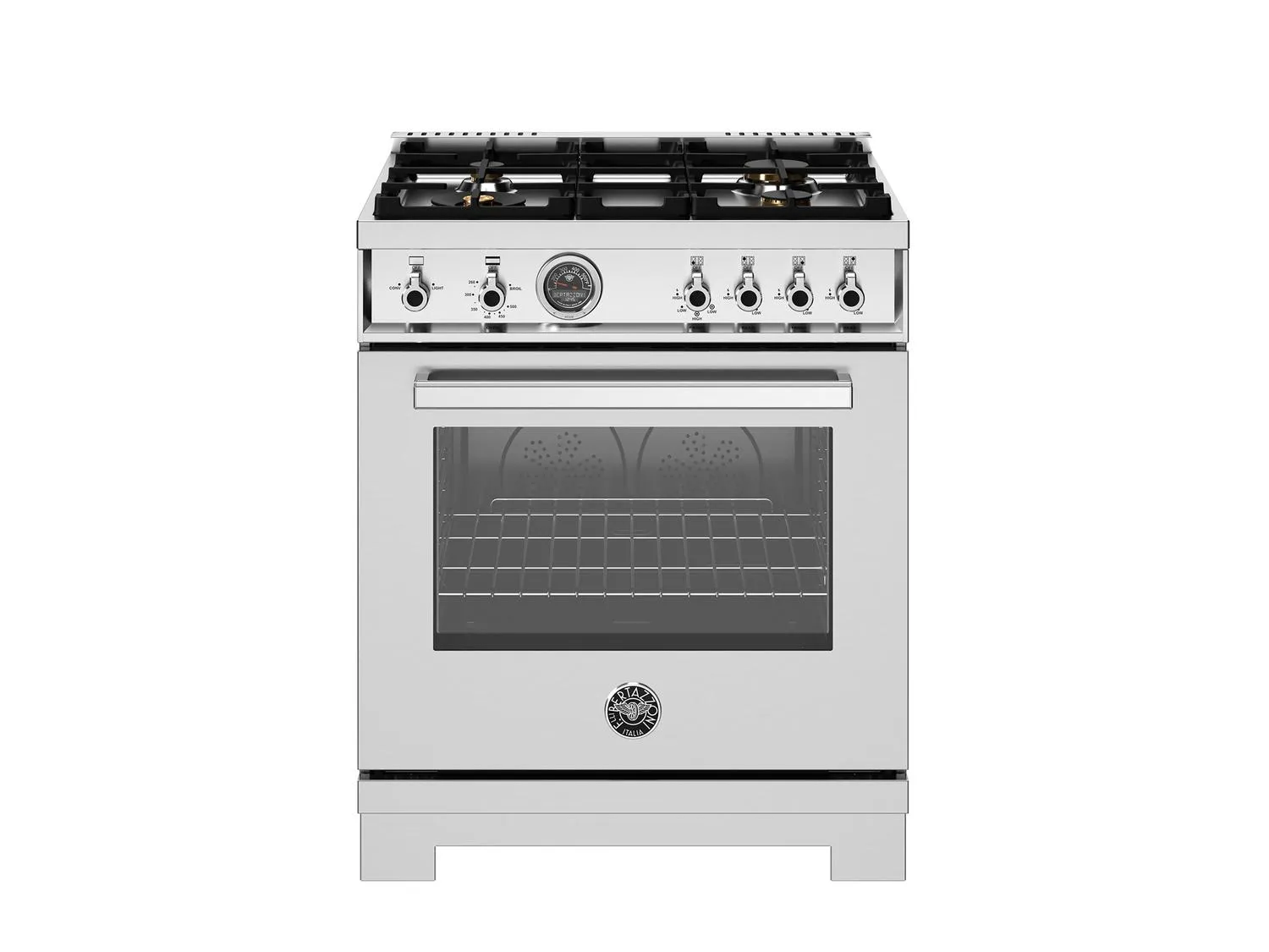 Bertazzoni PRO304BFGMXT 30 Inch All Gas Range, 4 Brass Burners Stainless Steel Professional Ranges 6 burner professional gas range