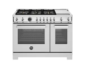 Bertazzoni PRO486BTFGMXT 48 Inch All-Gas Range 6 Brass Burners And Griddle Stainless Steel Professional Ranges 6 burner professional gas range