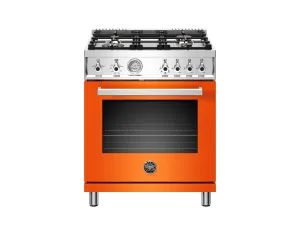 Bertazzoni PROF304GASART 30 Inch All Gas Range, 4 Brass Burner Arancio Professional Ranges 6 burner professional gas range