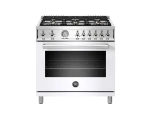 Bertazzoni PROF366GASBIT 36 Inch All Gas Range, 6 Brass Burners Bianco Professional Ranges commercial oven for home kitchen