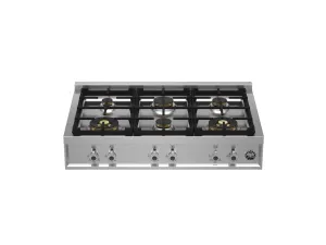 Bertazzoni PROF366RTBXT 36 Gas Rangetop 6 Brass Burners Stainless Steel Cooktops stainless steel gas cooktop