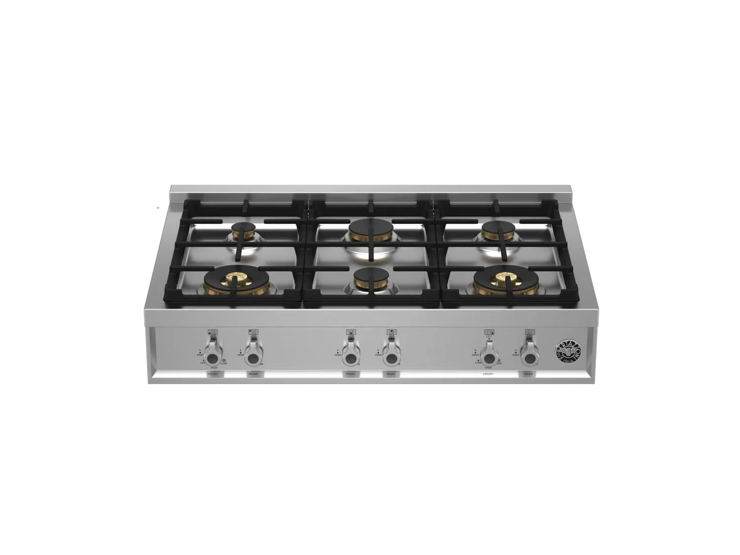 Bertazzoni PROF366RTBXT 36 Gas Rangetop 6 Brass Burners Stainless Steel Cooktops stainless steel gas cooktop
