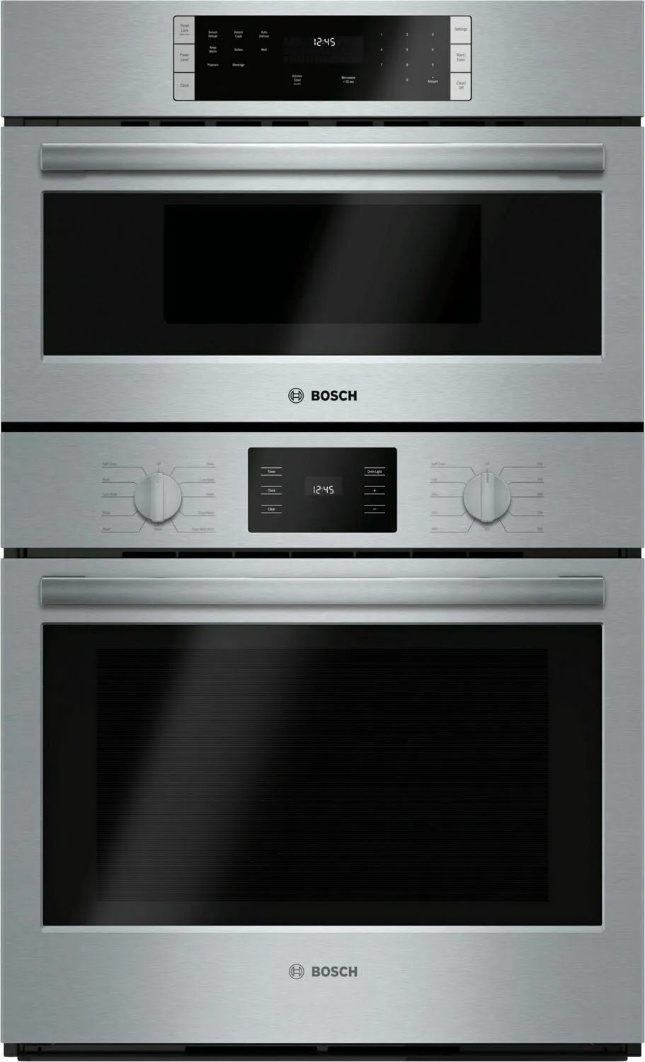 Bosch HBL57M52UC 500 Series, 30" Combo, Upper: Microwave, Lower: Eu Conv, Knob Control Microwave Wall Oven Combos built-in oven microwave combo stainless