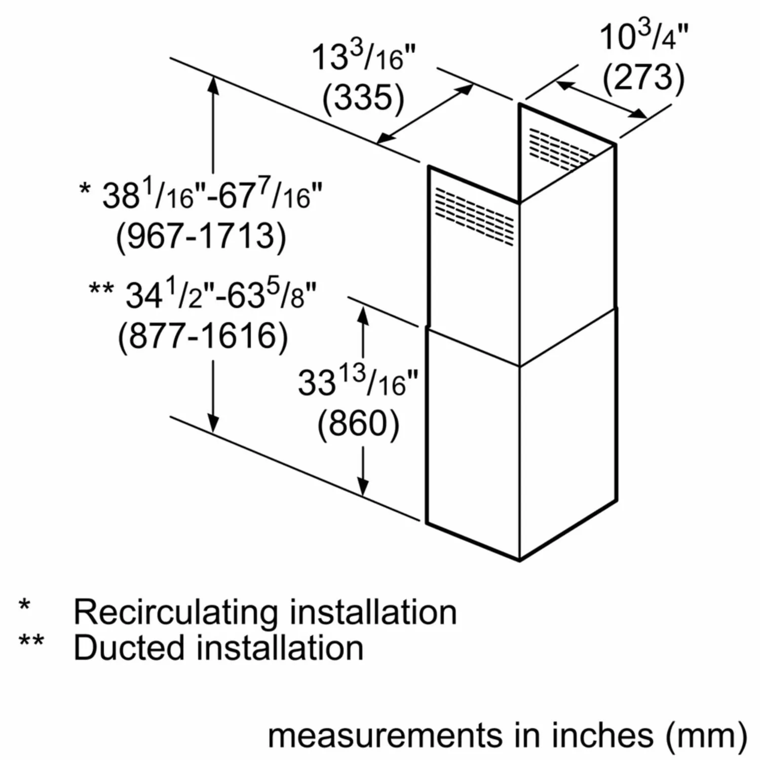Bosch HCPEXT5UC Chimney Extension For All Chimney Wall Hoods