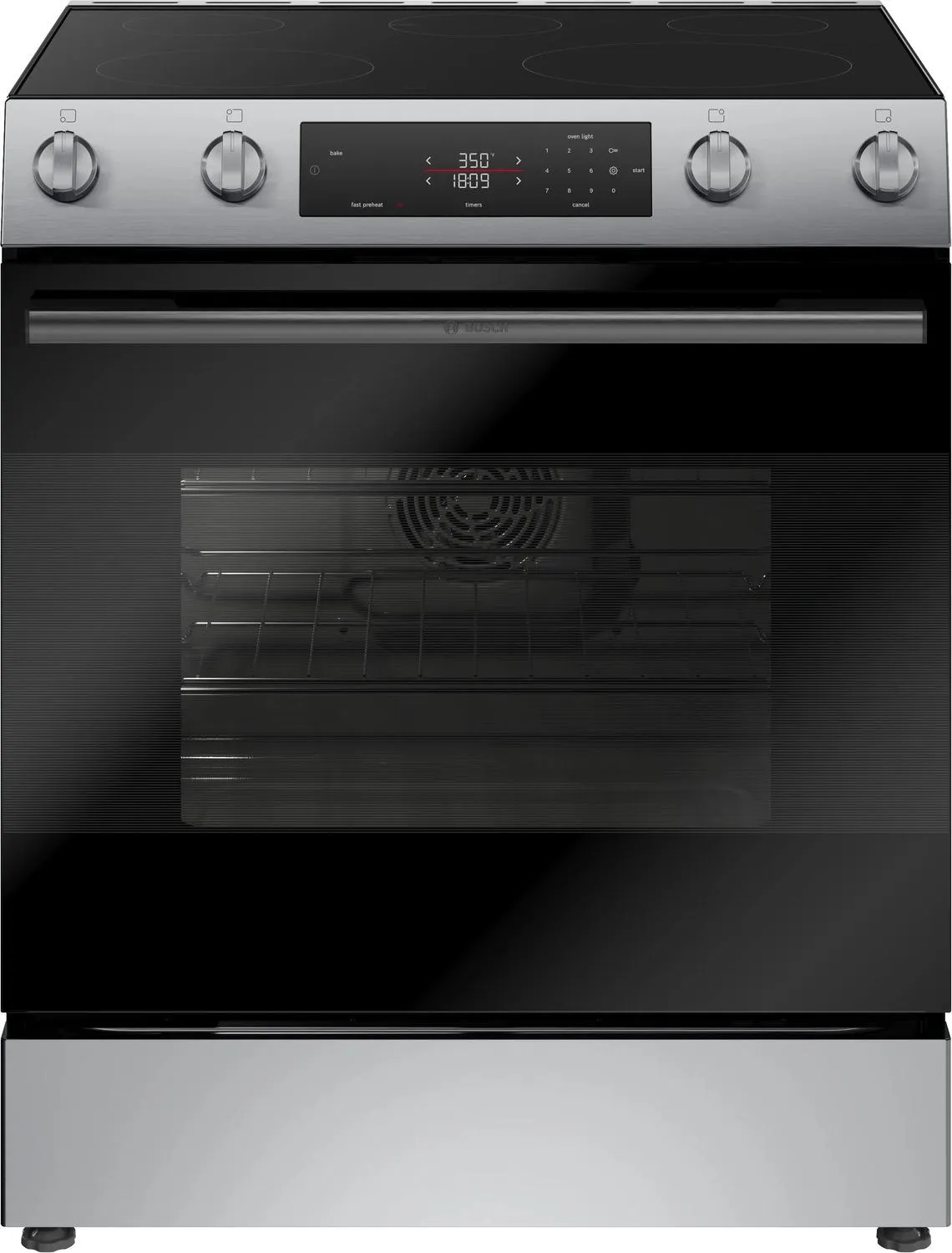 Bosch HEF1050MU 100 Series Electric Freestanding Range 30" Stainless Steel Freestanding Ranges freestanding dual fuel range 30 inch