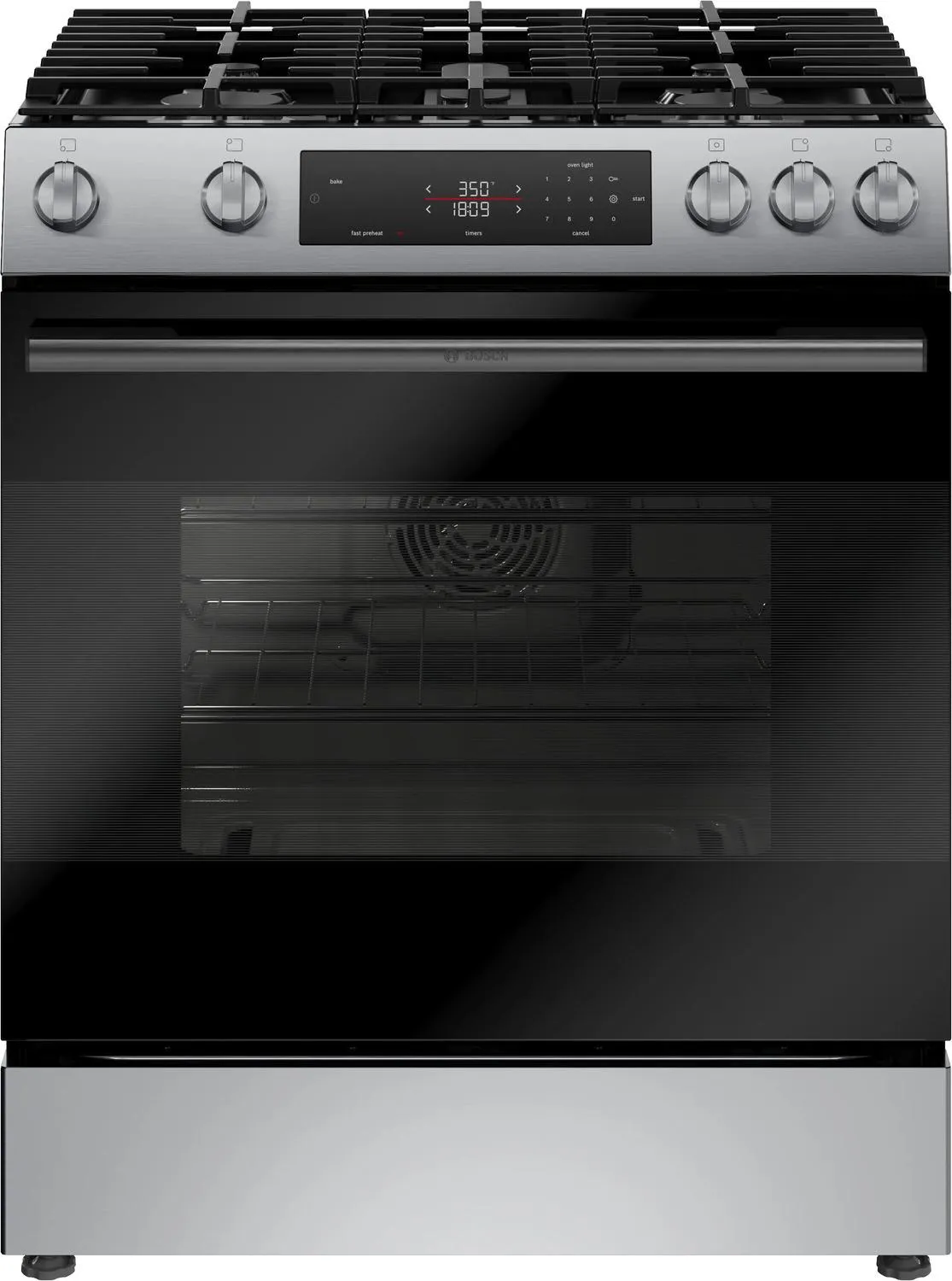 Bosch HGF1050MUC 100 Series Freestanding Gas Range Stainless Steel Freestanding Ranges freestanding dual fuel range 30 inch