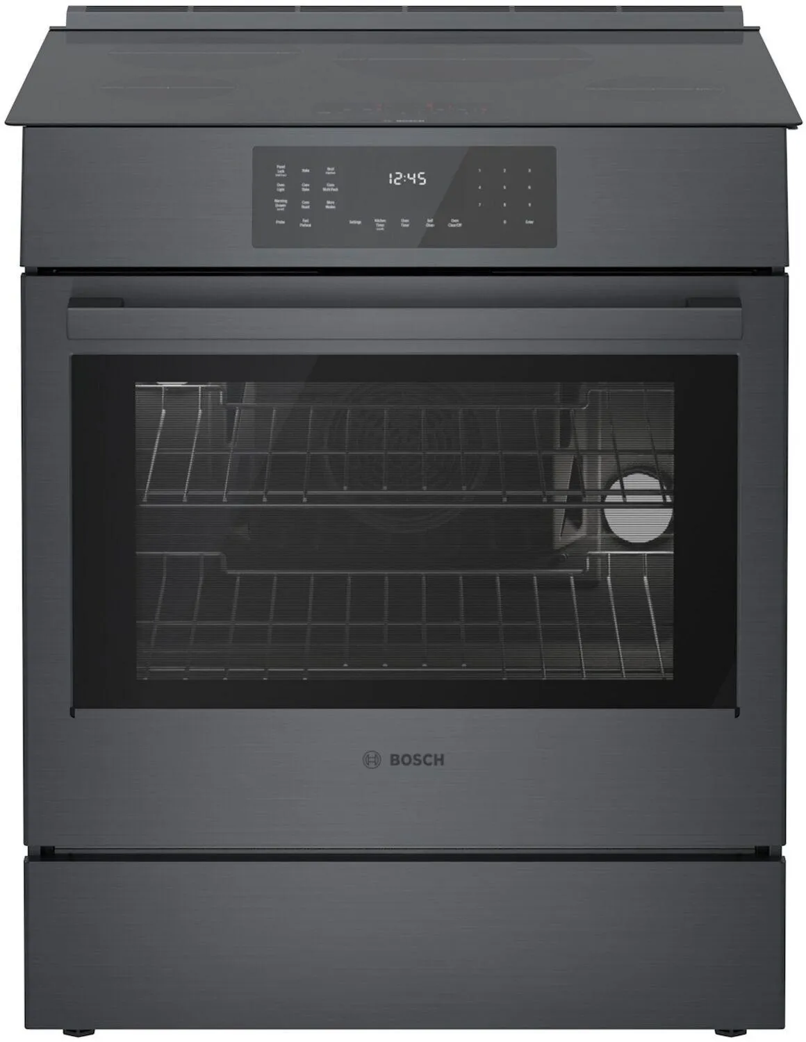 Bosch HII8047U 800 Series Induction Slide-In Range 30'' Black Stainless Steel Hii8047U Slide In Ranges front control slide-in stove