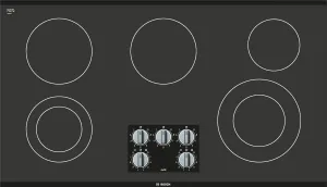 Bosch NEM5666UC 500 Series, 36" Knob Cnt, 5 Element, Elec. C-Top Black Electric slide-in electric cooking range