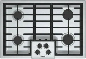 Bosch NGM5056UC 500 Series, 30" Gas Cooktop, 4 Burners, Stainless Steel Gas natural gas range with griddle