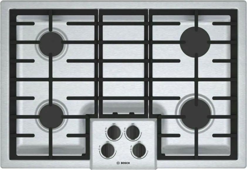 Bosch NGM5056UC 500 Series, 30" Gas Cooktop, 4 Burners, Stainless Steel Gas natural gas range with griddle