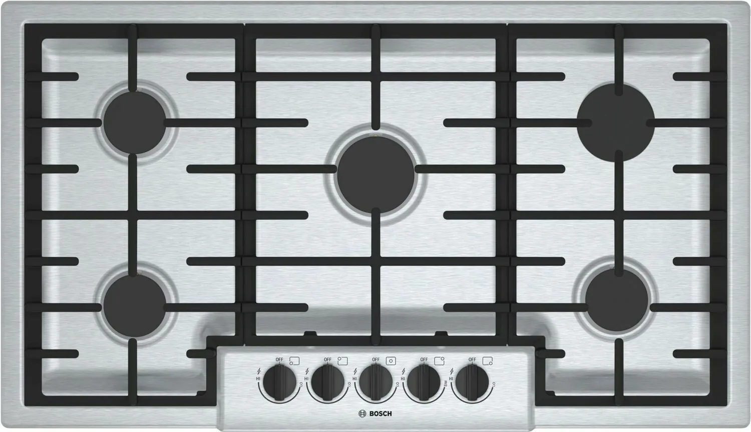 Bosch NGM5656UC 500 Series, 36" Gas Cooktop, 5 Burners, Stainless Steel Gas natural gas range with griddle