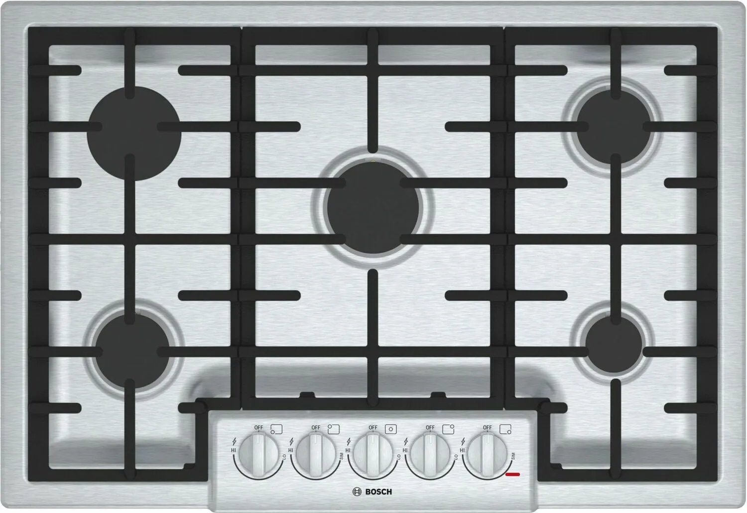 Bosch NGM8056UC 800 Series, 30" Gas Cooktop, 5 Burners, Stainless Steel Gas 4 burner gas range for kitchen