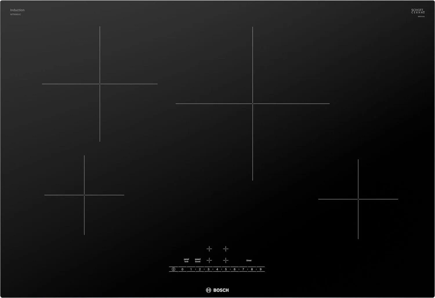Bosch NIT5060UC 500 Series Induction Cooktop 30'' Black, Surface Mount Without Frame Nit5060Uc Cooktops 30 inch cooktop online