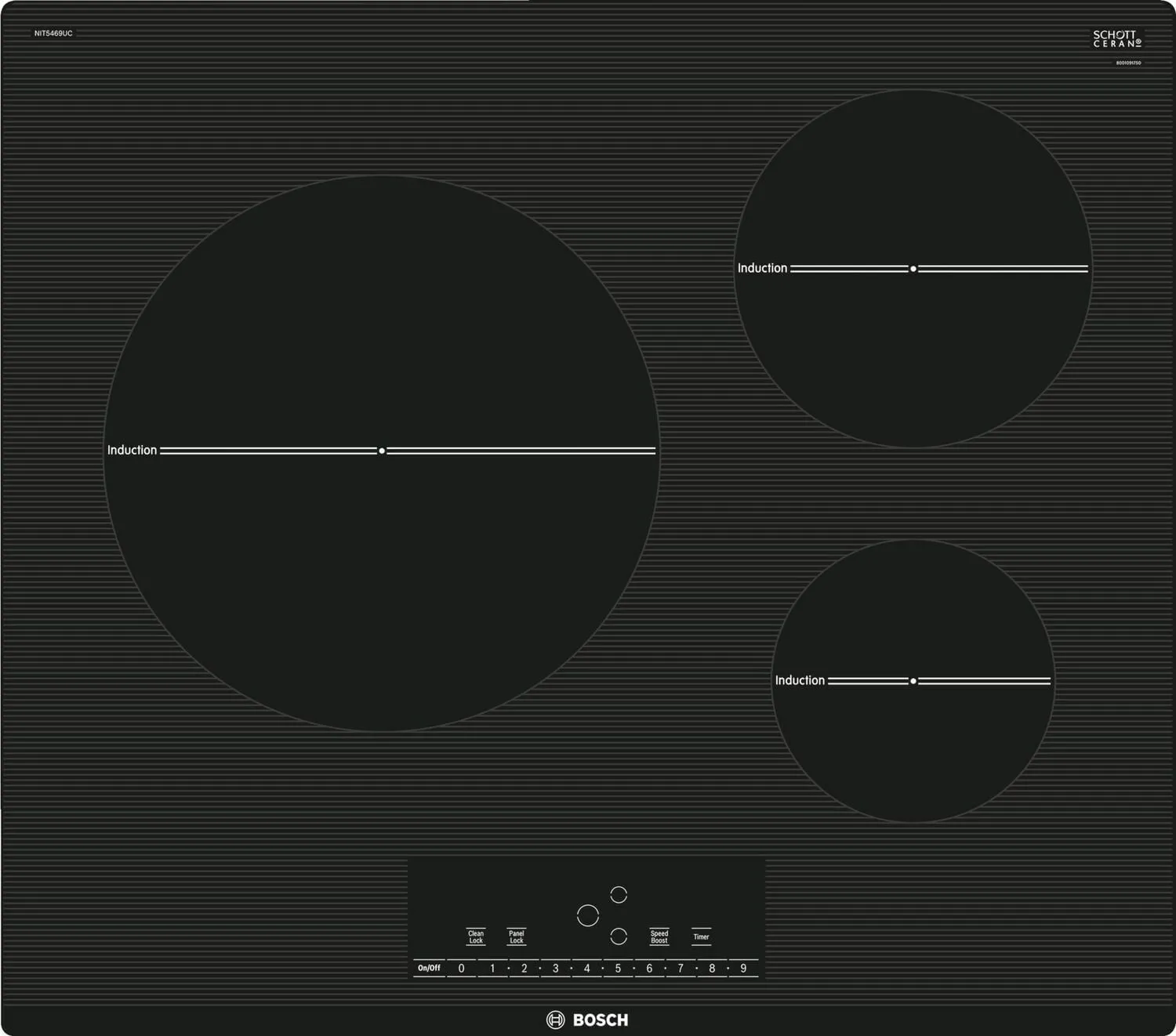 Bosch NIT5469UC 500 Series Induction Cooktop 24'' Black Nit5469Uc Induction portable induction cooktop double burner