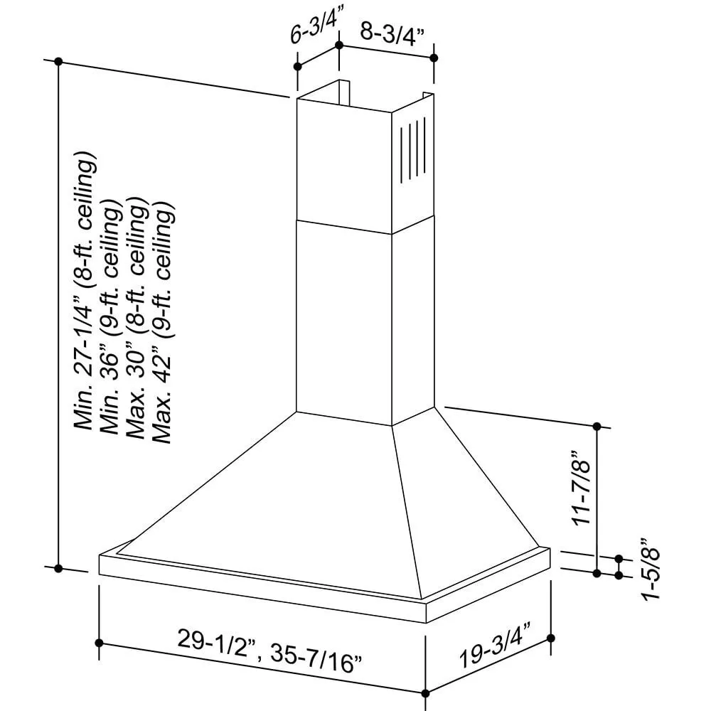 Broan B5836SS Broan 36-Inch European Style Wall-Mount Chimney Range Hood, 450 Cfm, Stainless Steel