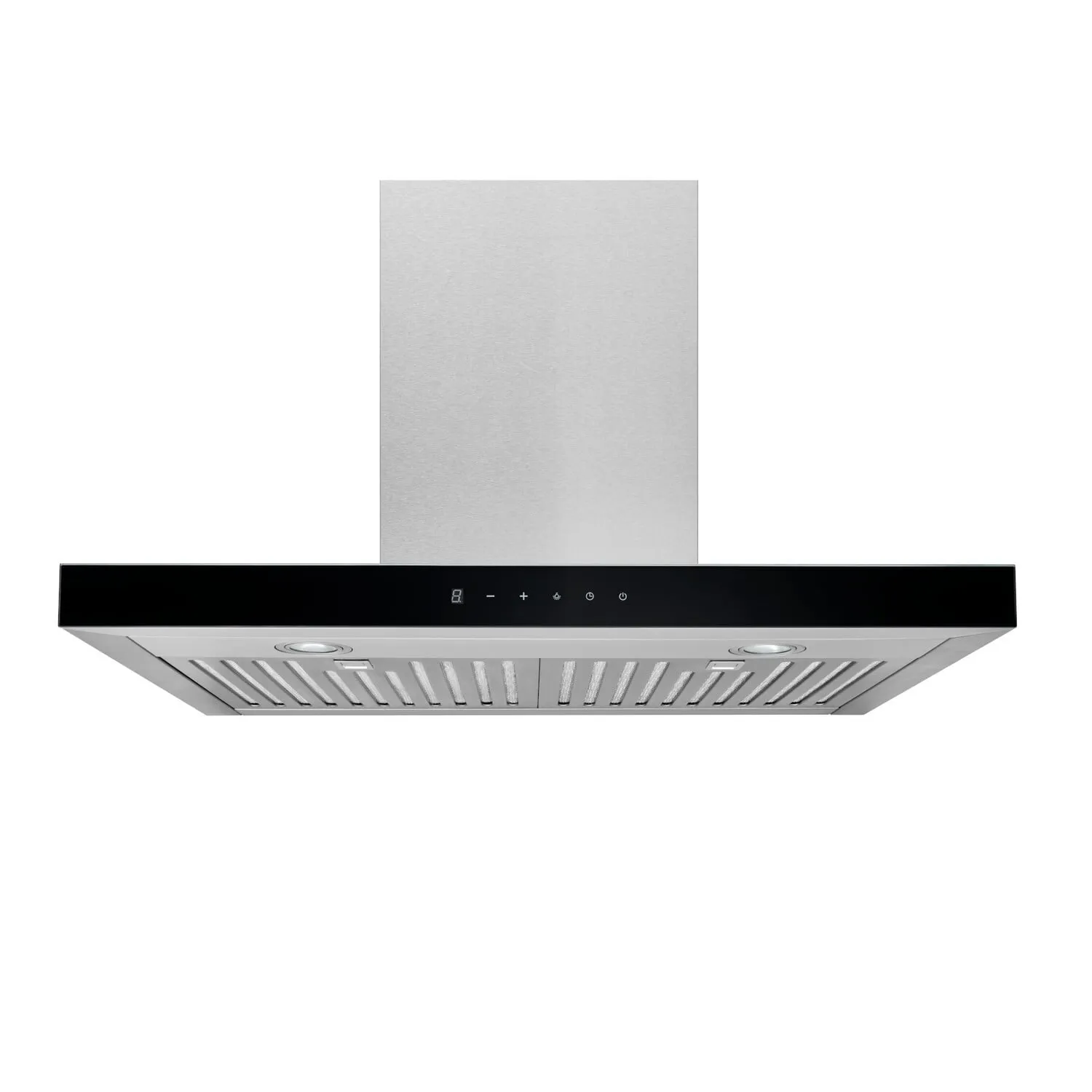 Broan BWT2304SSB Broan 30-Inch Convertible Wall-Mount T-Style Chimney Range Hood, 450 Max Cfm, Stainless Steel With Black Glass