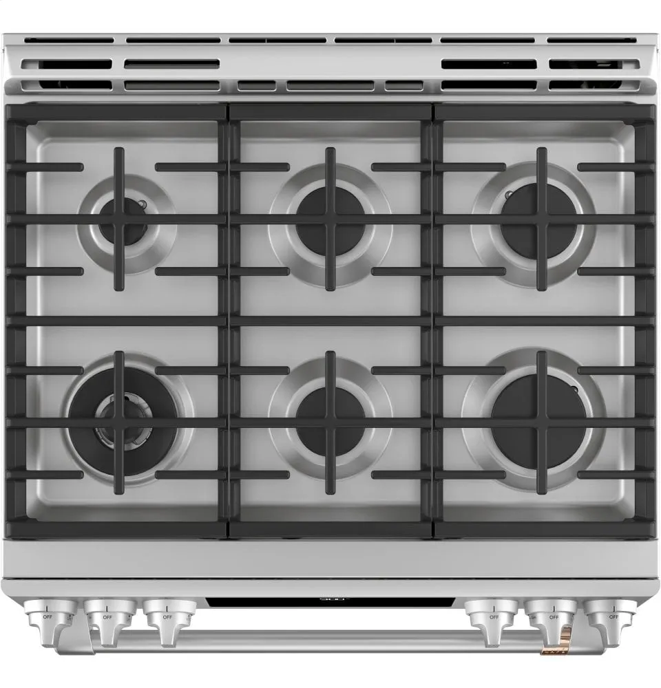 Cafe C2S900P2MS1 Caf 30" Smart Slide-In, Front-Control, Dual-Fuel Range With Warming Drawer