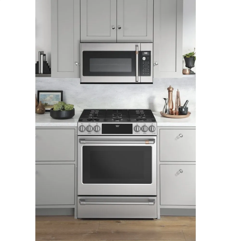 Cafe C2S900P2MS1 Caf 30" Smart Slide-In, Front-Control, Dual-Fuel Range With Warming Drawer