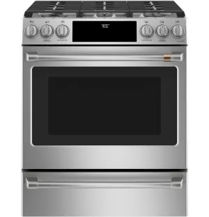 Cafe C2S900P2MS1 Caf 30" Smart Slide-In, Front-Control, Dual-Fuel Range With Warming Drawer Slide In Ranges front control slide-in stove