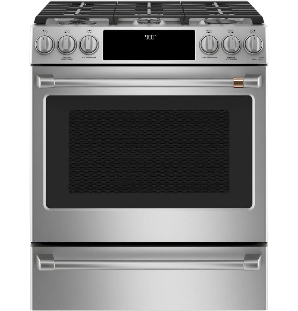 Cafe C2S900P2MS1 Caf 30" Smart Slide-In, Front-Control, Dual-Fuel Range With Warming Drawer Slide In Ranges front control slide-in stove
