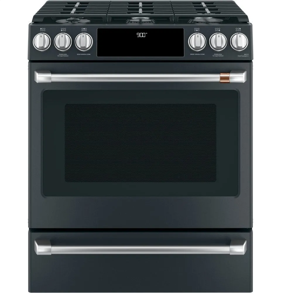 Cafe C2S900P3MD1 Caf 30" Slide-In Front Control Dual-Fuel Convection Range With Warming Drawer Slide In Ranges front control slide-in stove