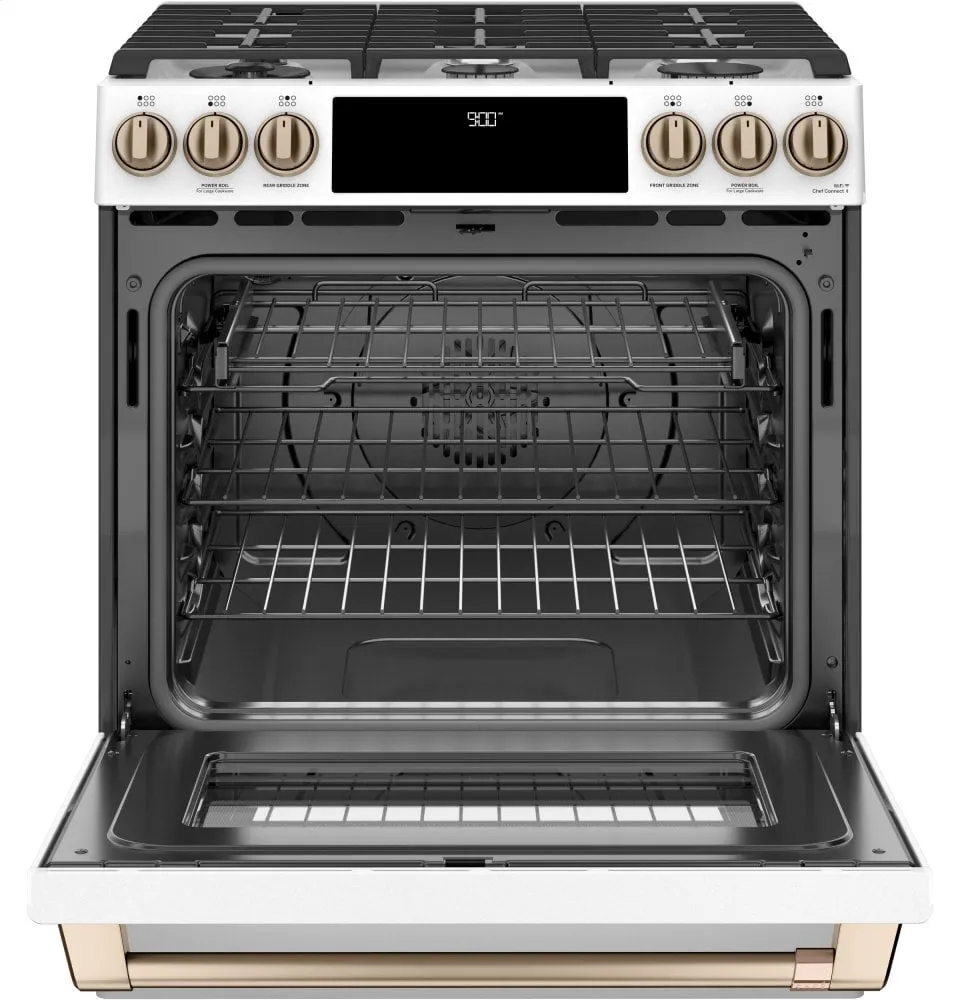 Cafe C2S900P4MW2 Caf 30" Smart Slide-In, Front-Control, Dual-Fuel Range With Warming Drawer