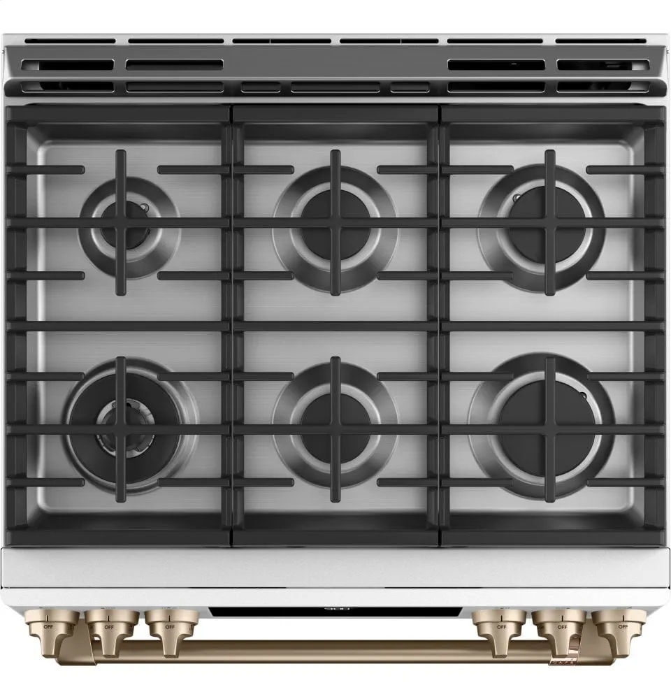 Cafe C2S900P4MW2 Caf 30" Smart Slide-In, Front-Control, Dual-Fuel Range With Warming Drawer