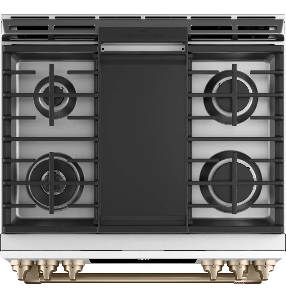 Cafe C2S900P4MW2 Caf 30" Smart Slide-In, Front-Control, Dual-Fuel Range With Warming Drawer