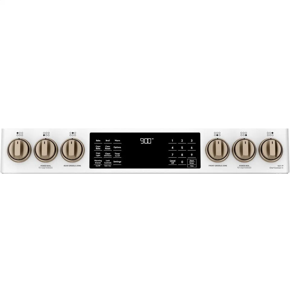 Cafe C2S900P4MW2 Caf 30" Smart Slide-In, Front-Control, Dual-Fuel Range With Warming Drawer